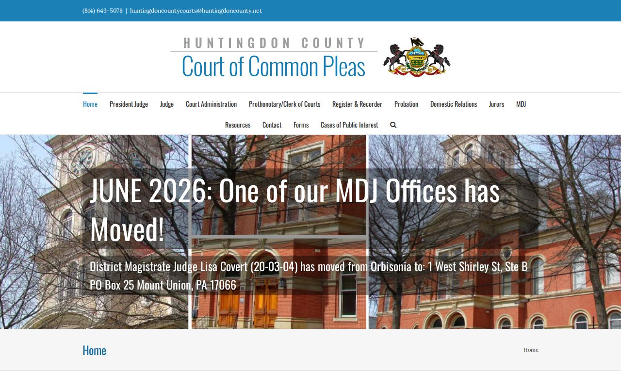Huntingdon County criminal court record system