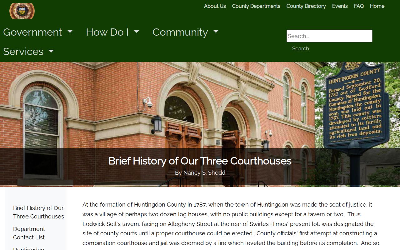 Huntingdon County criminal records courthouse history