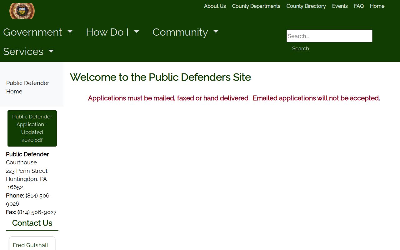 Huntingdon County Public Defender criminal court case information